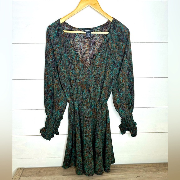 Wrangler Retro Antique Button Fit and Flare Women's Green Patterned Dress - S - Picture 1 of 10